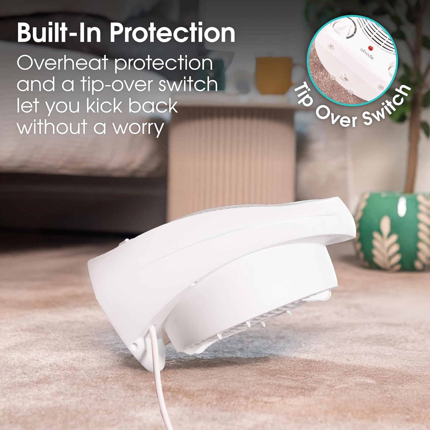 Electric Fan Heater 2000W with 2 Heat Settings, Overheat Protection & Safety Tip Over Switch, Adjustable Thermosat & Cooling Only Setting, Portable & Lightweight White