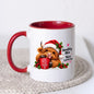 Festive Mug "Naughty Moo Nice Sometimes" Highland Cow 325ml Ceramic Coffee Mug Christmas Holiday Tea Cup with Santa Hat, Holly & Dear Santa Mug Gift | Available in Multicolours | Fast Dispatch by UK Seller (M1282)