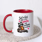 Humorous Mug "Just A Girl Who Loves Snacks And Overthinks Everything" Cute Raccoon 325ml Ceramic Coffee Mug Funny Overthinker Tea Cup with Crisps Bag & Pink Hearts Graphic Gift | Available in Multicolours | Fast Dispatch by UK Seller (M1317)