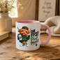 Highland Cow Pint Lover Mug "Oh FFS! Pint Please!" Oh FFS! Pint Please! 325ml Ceramic Coffee Mug – Cute Highland Cow in Green Hoodie & Cap Holding Pint Can with Rock On Sign | Funny Gift | Fast Dispatch by UK Seller (M3392)