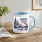 Winter Cabin Mug "Winter Mode On" Winter Mode On 325ml Ceramic Coffee Mug – Cozy Snowy Log Cabin with Winter Landscape, Sunset & River | Festive Holiday Gift | Fast Dispatch by UK Seller (M3402)