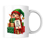 Playful Mug "Just Here for the Presents" Christmas Elf 325ml Ceramic Coffee Mug Cute Holiday Tea Cup with Jingle Bell Hat & Gift Box Tag Gift | Available in Multicolours | Fast Dispatch by UK Seller (M1244)