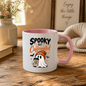 Halloween Mug "SPOOKY BUT Caffeinated" Cute Ghost 325ml Ceramic Coffee Mug – Novelty Autumn Beanie Ghost Tea Cup with Coffee Cup & Bats Graphic Gift | Available in Multicolours | Fast Dispatch by UK Seller (M3068)