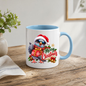 Christmas Mug "Merry Christmas Cool Pigeon" Merry Christmas 325ml Ceramic Coffee Mug – Cool Winking Pigeon in Santa Hat, Sunglasses, Scarf Holding Wrapped Christmas Gift Festive Holiday Gift | Available in Multicolours | Fast Dispatch by UK Seller (M3265)