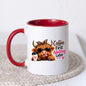 Humorous Mug "Coffee First Adulting Later" Highland Cow 325ml Ceramic Coffee Mug Cute Animal Tea Cup with Sunglasses, Leopard Bow & Coffee Cup Gift | Available in Multicolours | Fast Dispatch by UK Seller (M1276)