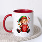 Cozy Mug "Christmas Calories Don't Count" Christmas Elf 325ml Ceramic Coffee Mug Funny Holiday Tea Cup with Whipped Cream & Candy Cane Gift | Available in Multicolours | Fast Dispatch by UK Seller (M1245)