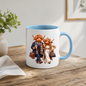 Highland Cow Mug "Dressed To Impress Highland Cow Couple" 325ml Ceramic Coffee Mug – Stylish Highland Cow Couple in Suits Trench Coats Carrying Coffee Romantic Gift For Couples Anniversaries | Available in Multicolours | Fast Dispatch by UK Seller (M3259)