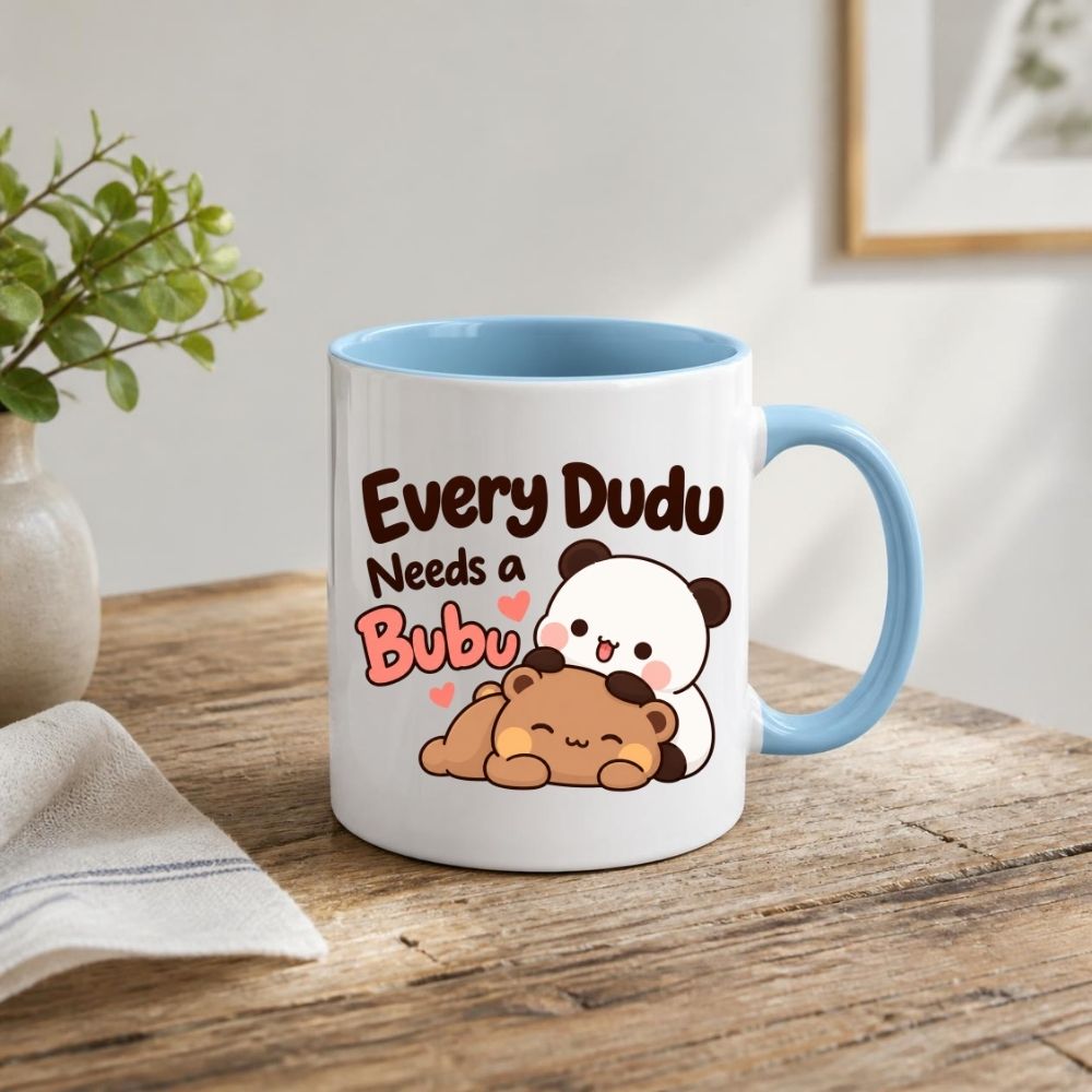 Cute Mug "Every Dudu Needs a Bubu" Panda Couple 350ml Ceramic Coffee Cup, Romantic Matching Bear Love Gift for Boyfriend Girlfriend Husband Wife, Anniversary Valentines Day Birthday Christmas Secret Santa | Fast Dispatch by UK Seller (M1113)