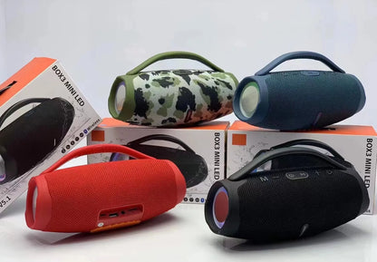 Portable Wireless Bluetooth Speaker with RGB LED Light Ring & Handle | Outdoor Splashproof Heavy Bass Boombox