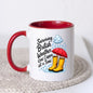 Humorous Mug "Surviving British Weather One Cuppa at a Time" 325ml Ceramic Coffee Mug Funny Rainy Day Tea Cup with Yellow Wellies, Red Umbrella & Raindrops Graphic Gift | Available in Multicolours | Fast Dispatch by UK Seller (M1318)
