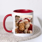 Festive Mug Santa and Highland Cow Christmas Coffee Mug - Cozy Winter Holiday Ceramic Tea Cup with Plaid Scarf & Snow Scene Gift 350ml | Available in Multicolours | Fast Dispatch by UK Seller (M1214)