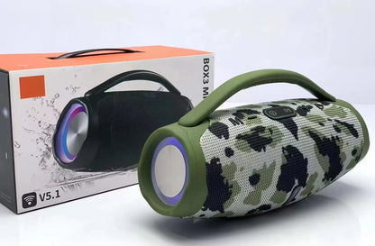 Portable Wireless Bluetooth Speaker with RGB LED Light Ring & Handle | Outdoor Splashproof Heavy Bass Boombox