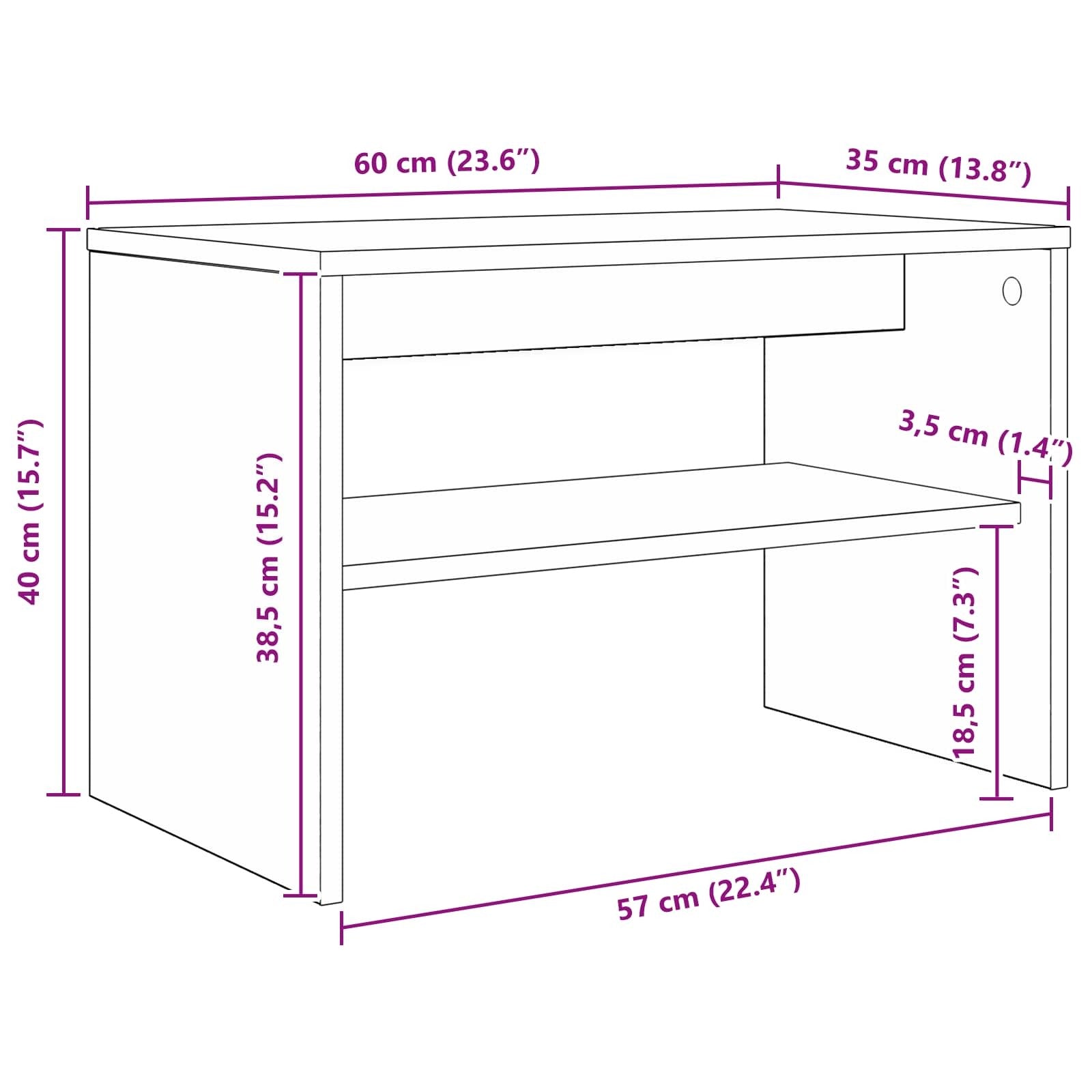 TV Cabinet Concrete Grey 60 x 35 x 40 cm Engineered Wood