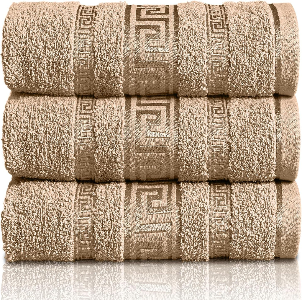 Greek Bath Sheet - Pack Of 3 100% Egyptian Cotton Towels Bath Sheets - Extra Large Soft Highly Absorbent Quick Dry Towel (90x150 cm) - 550 GSM Towels For Bathroom