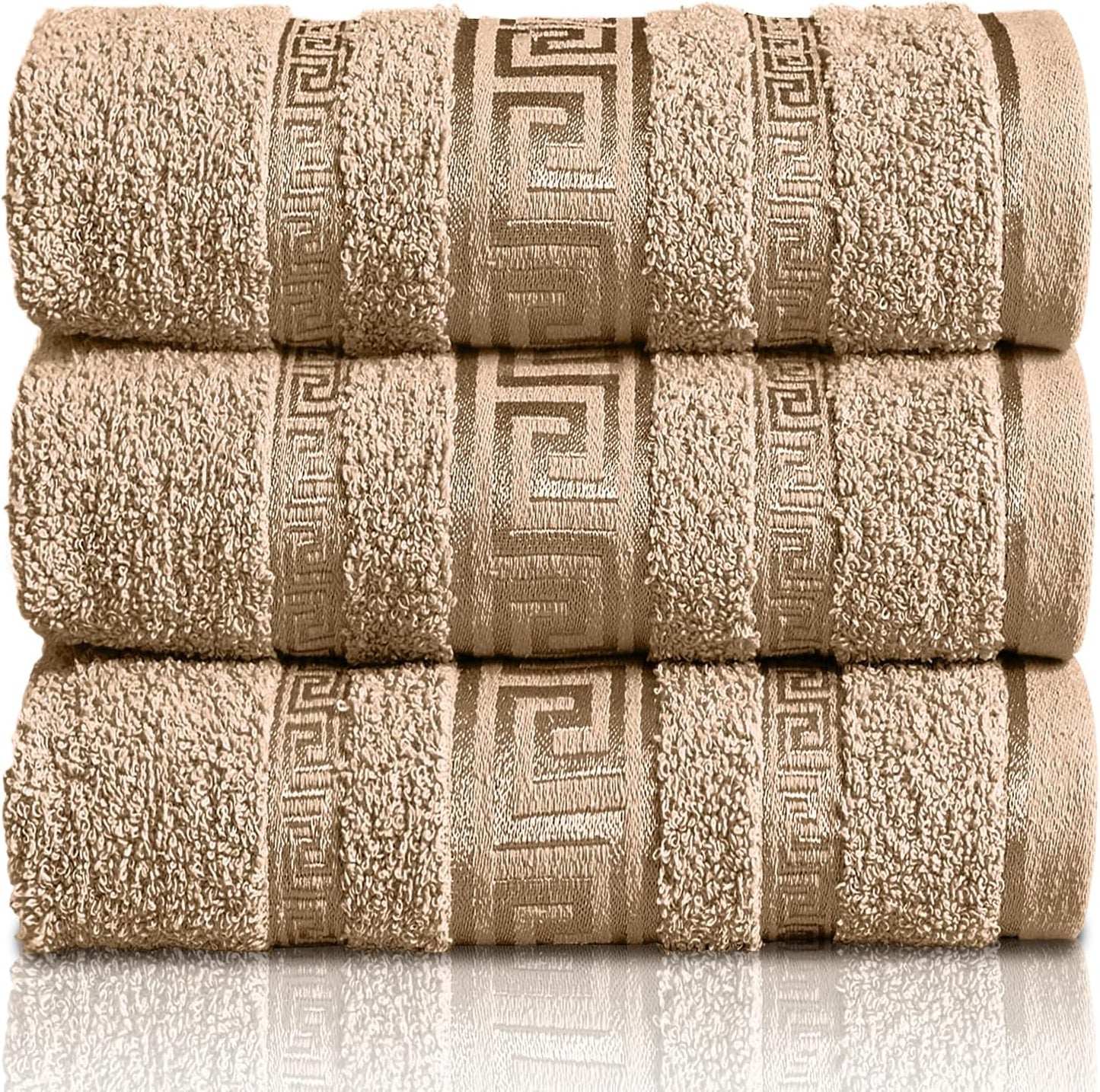 Greek Bath Sheet - Pack Of 3 100% Egyptian Cotton Towels Bath Sheets - Extra Large Soft Highly Absorbent Quick Dry Towel (90x150 cm) - 550 GSM Towels For Bathroom