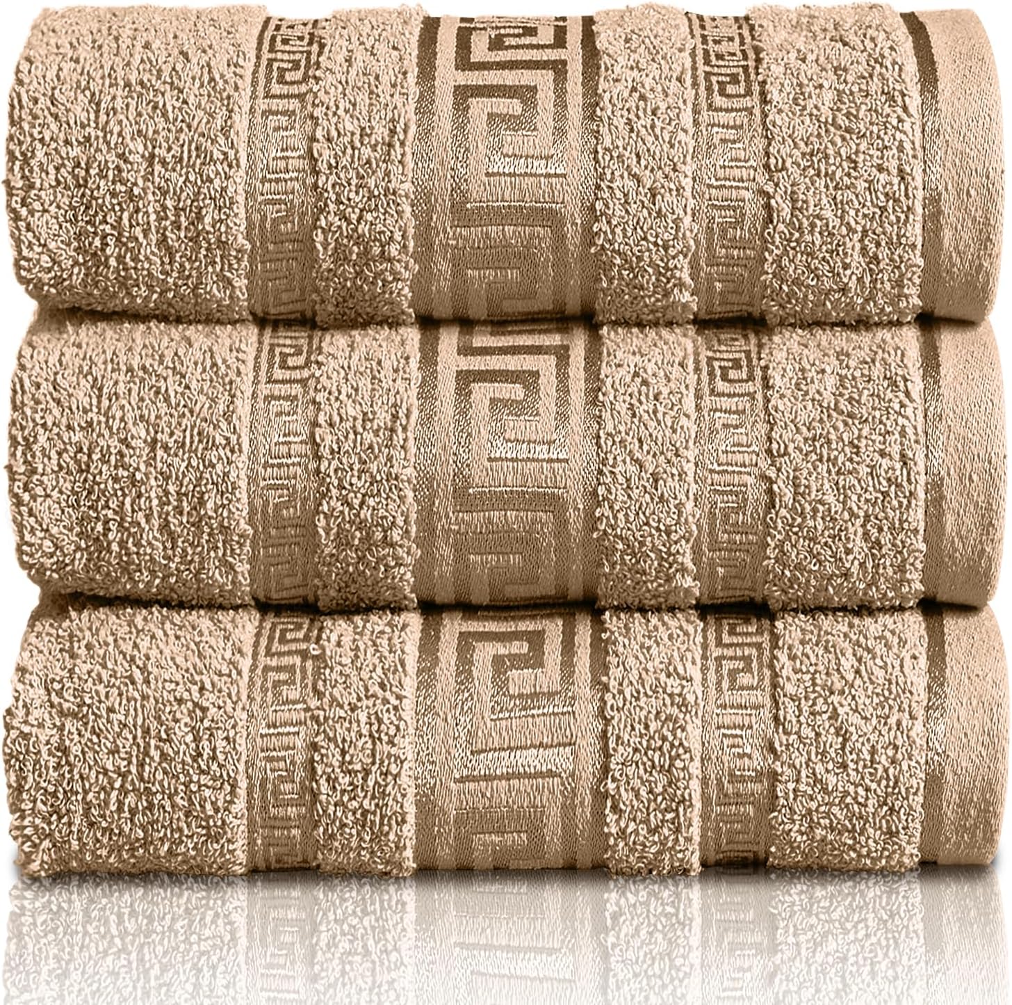 Greek Bath Sheet - Pack Of 3 100% Egyptian Cotton Towels Bath Sheets - Extra Large Soft Highly Absorbent Quick Dry Towel (90x150 cm) - 550 GSM Towels For Bathroom