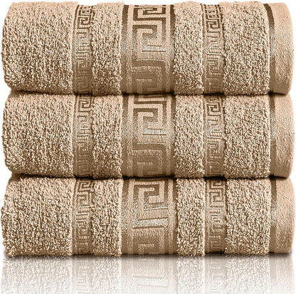 Greek Bath Sheet - Pack Of 3 100% Egyptian Cotton Towels Bath Sheets - Extra Large Soft Highly Absorbent Quick Dry Towel (90x150 cm) - 550 GSM Towels For Bathroom