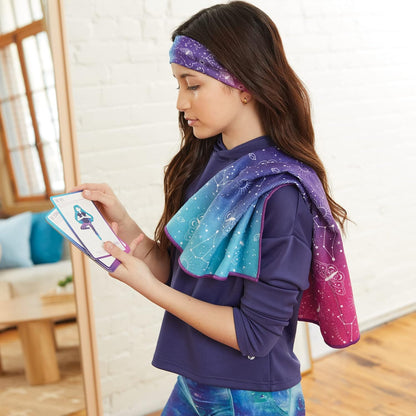 Celestial Yoga Accessory Set - Includes Kids Water Bottle, Towel, Headband & Cards - Accessories for Girls Ages 6-8-10-12-14-16
