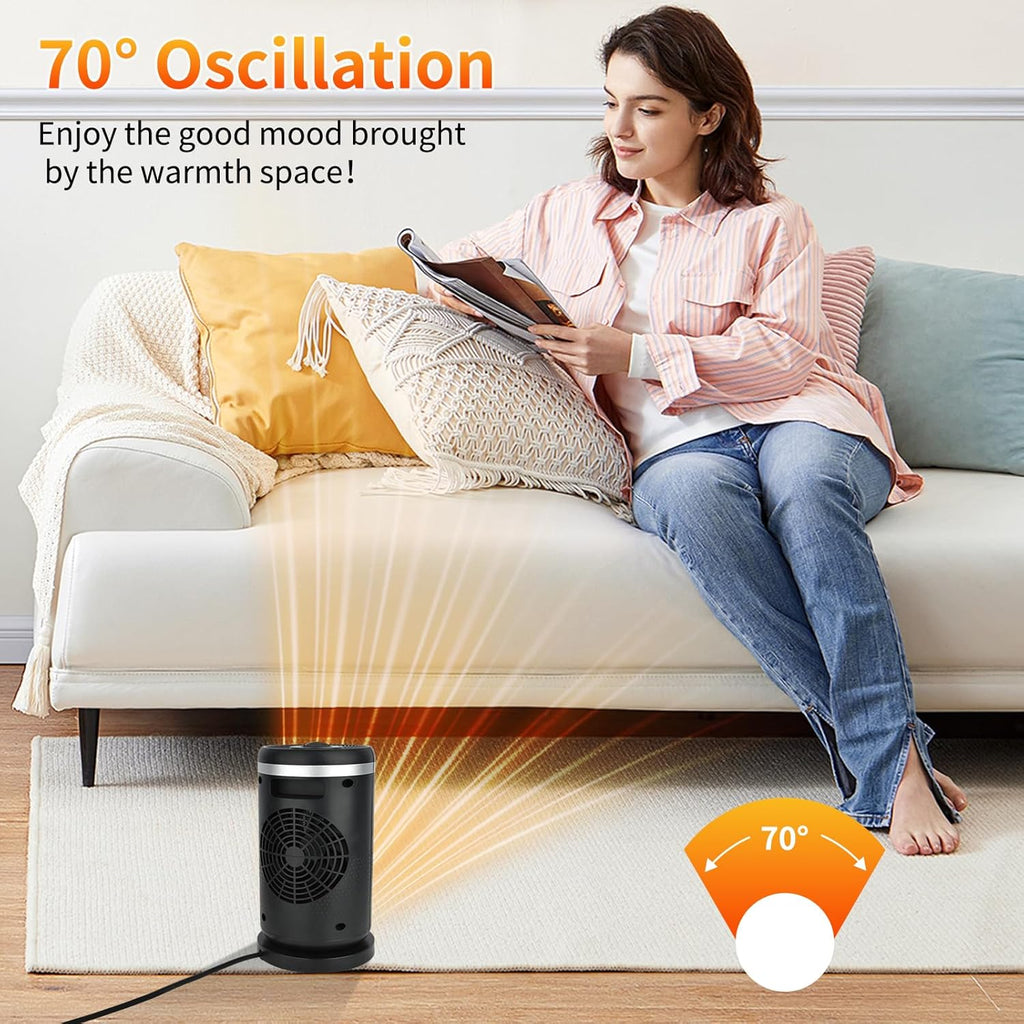 Electric Heater, 1500W Fan Heaters for Home Low Energy Silent, Portable Ceramic Space Heater, 3 Heat Settings & Fan Only Mode with Built-in Overheat and Tip Over Protection, for Bedroom Indoor Use