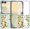 Samsung Galaxy Z Flip 7 Case 5G Flower Slim Anti-Drop Shockproof Protective Soft Shockproof Clear Phone Protective Covers 6.85 Inch for Women