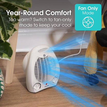 Electric Fan Heater 2000W with 2 Heat Settings, Overheat Protection & Safety Tip Over Switch, Adjustable Thermosat & Cooling Only Setting, Portable & Lightweight White