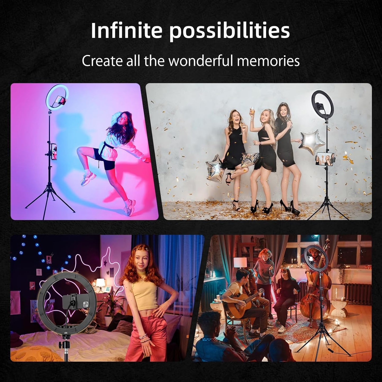 12 inch LED Ring Light with Tripod Stand & Phone Holder Tall 70'', Ringlight with Remote, Dimmable White/RGB Mode, Selfie Circle light for Phone Camera Filming Makeup Streaming