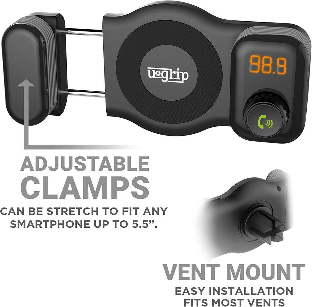 Bluetooth FM Transmitter Vent Car Mount for Smartphone, Bluetooth Car Adapter Radio Transmitter