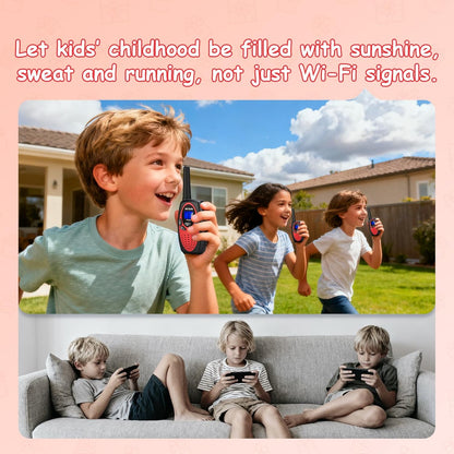Walkie Talkies for Kids, Long Range VOX Keylock Children Toy Gifts for Birthday and Holiday, Easy to Use for Camping Hiking and Adventure (1 Pair, Red)