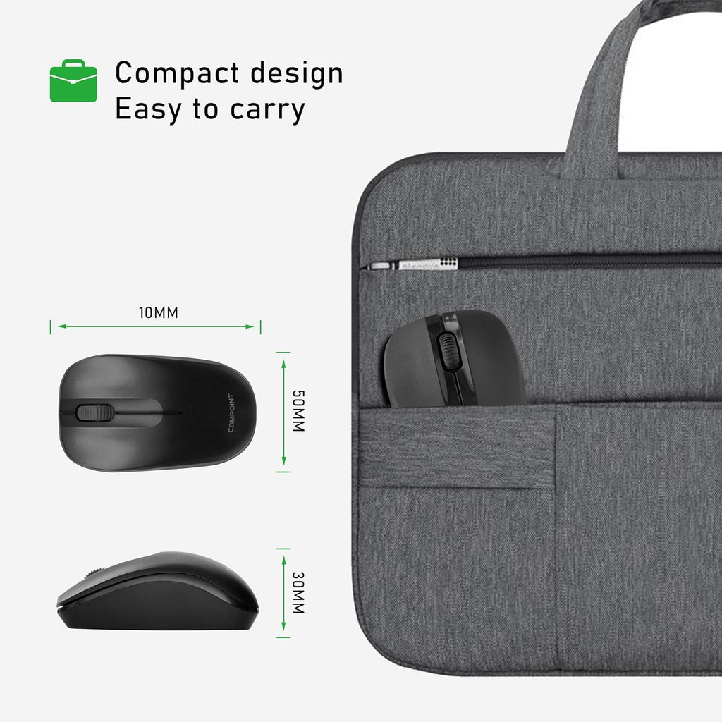 Wireless Mouse with Mini USB Receiver - Optical Cordless Mouse for Laptop, Computer, Macbook, Gaming, Working - 2.4Ghz Small Silent Black Portable Mouse Up To 10m with USB Adaptor