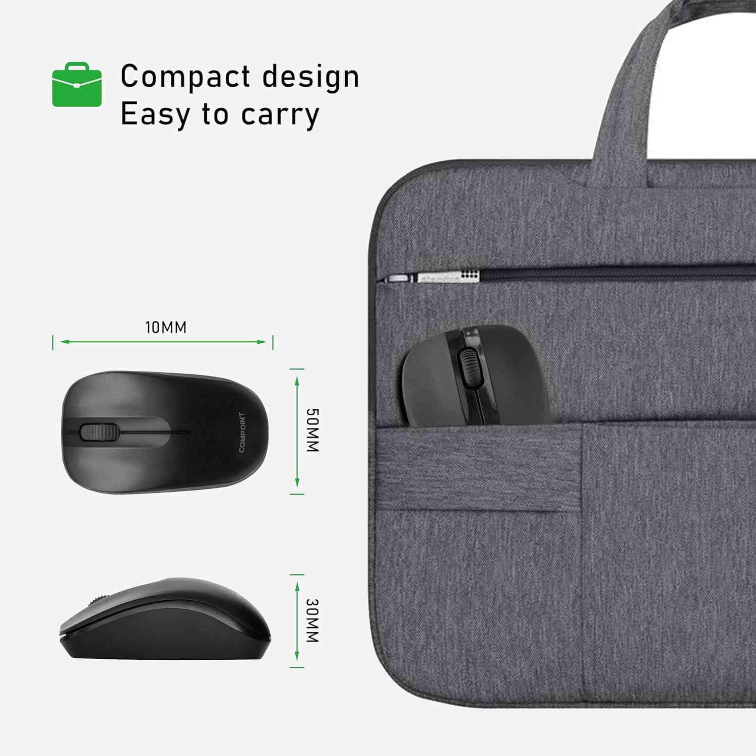 Wireless Mouse with Mini USB Receiver - Optical Cordless Mouse for Laptop, Computer, Macbook, Gaming, Working - 2.4Ghz Small Silent Black Portable Mouse Up To 10m with USB Adaptor