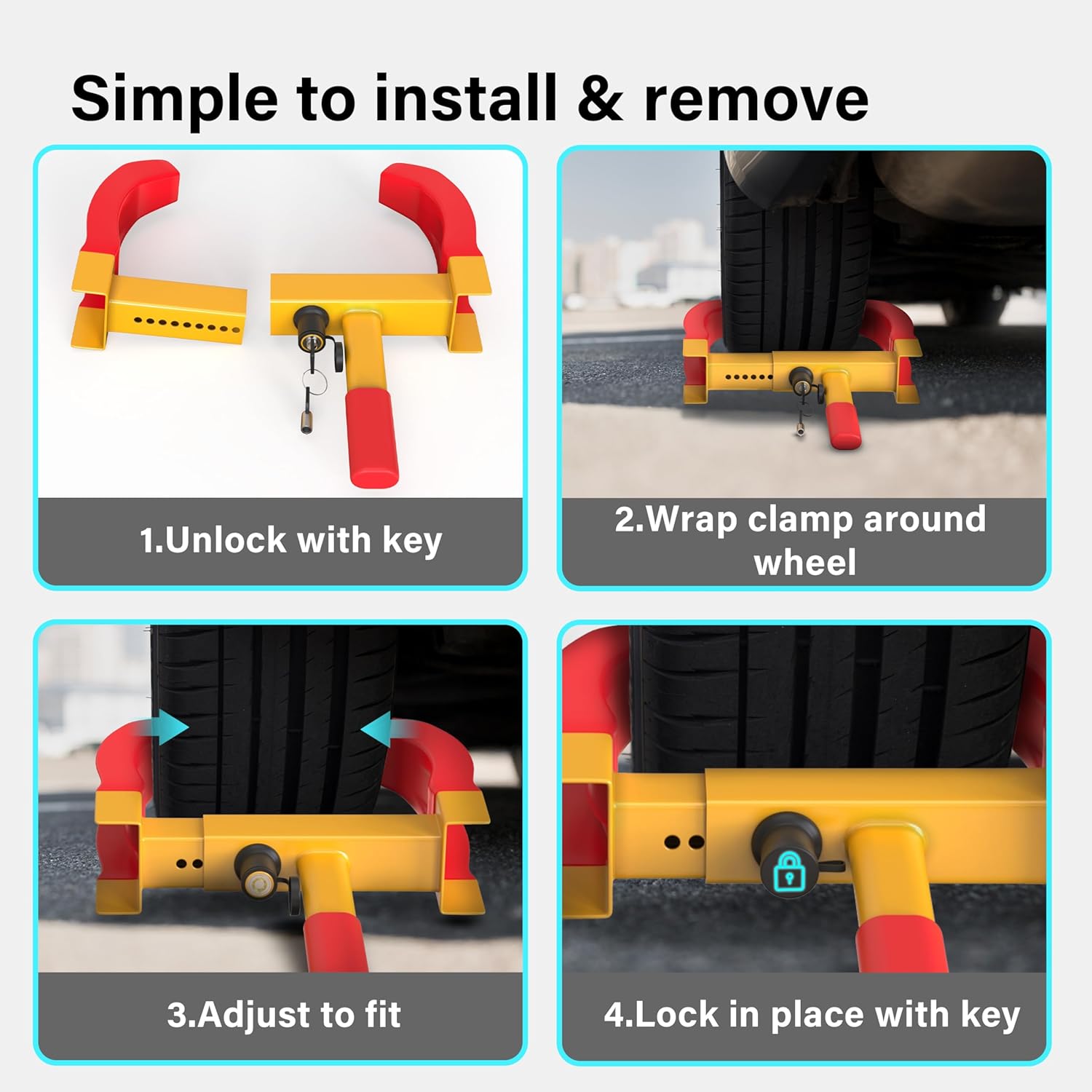 Heavy Duty Wheel Clamp Lock Cars Trailer Caravan Security Anti Theft Car Locking Claw New Pro DIY Van Caravan Motorhome