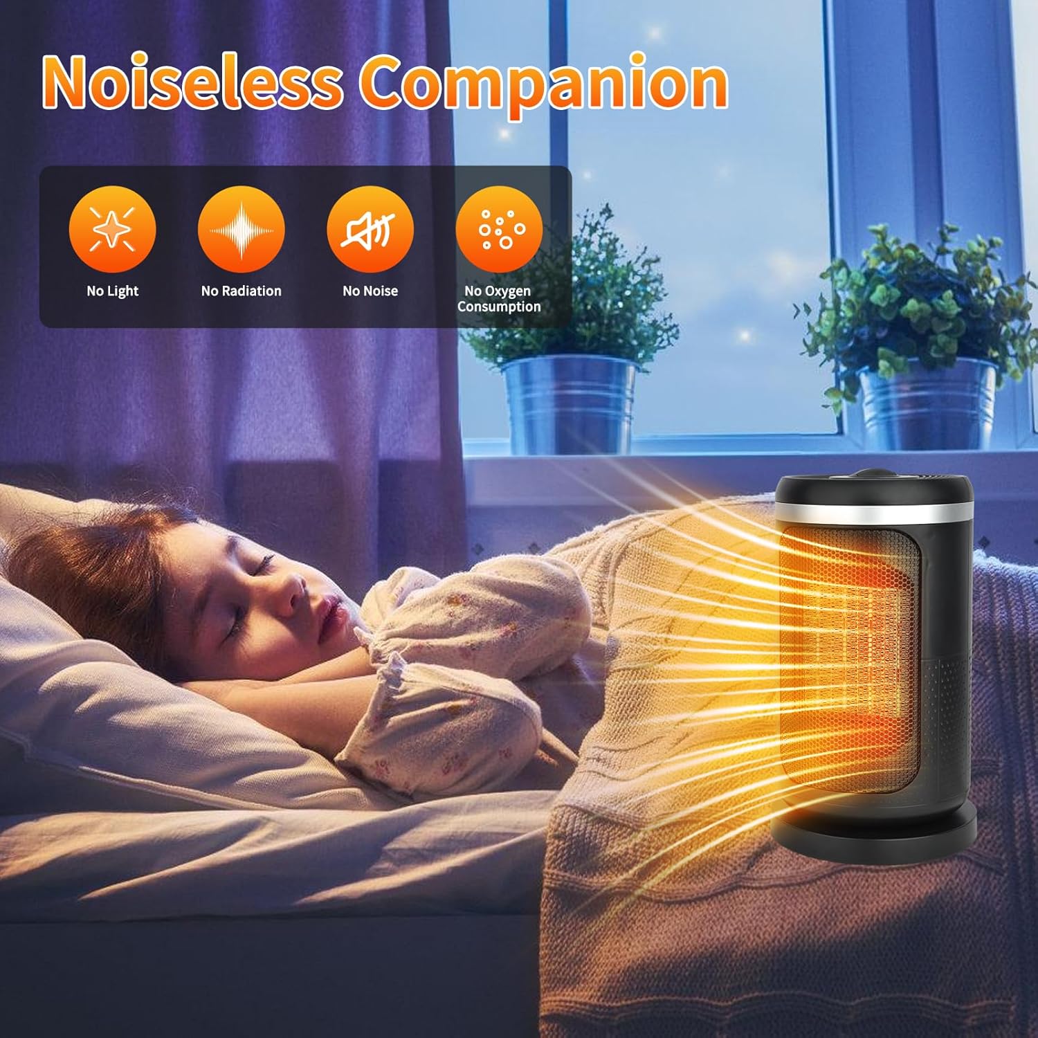 Electric Heater, 1500W Fan Heaters for Home Low Energy Silent, Portable Ceramic Space Heater, 3 Heat Settings & Fan Only Mode with Built-in Overheat and Tip Over Protection, for Bedroom Indoor Use