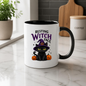 Halloween Mug "RESTING WITCH Face" Grumpy Black Cat 325ml Ceramic Coffee Mug – Sassy Witch Hat Tea Cup with Pumpkin & Sparkles Graphic Gift | Available in Multicolours | Fast Dispatch by UK Seller (M3075)