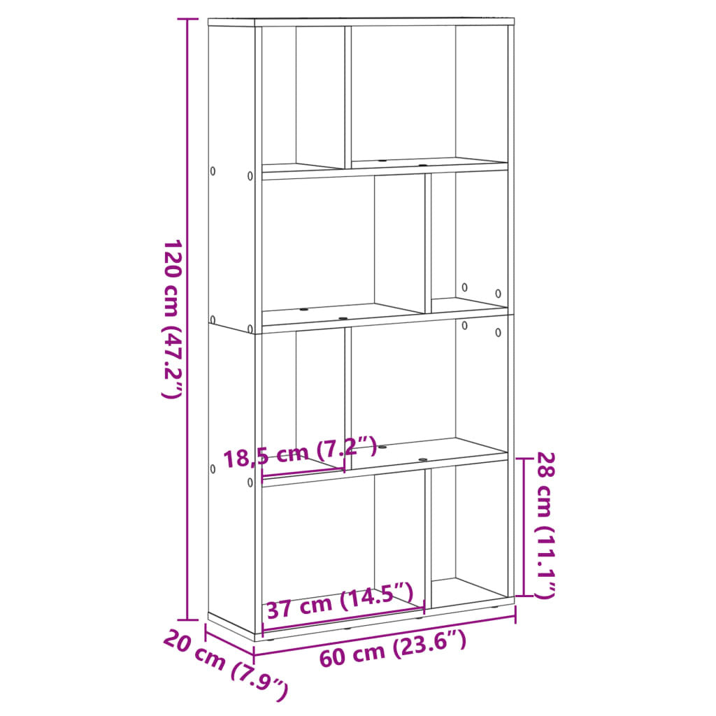 Bookcase Sonoma Oak 60x20x120.5 cm Engineered Wood