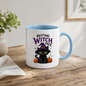 Halloween Mug "RESTING WITCH Face" Grumpy Black Cat 325ml Ceramic Coffee Mug – Sassy Witch Hat Tea Cup with Pumpkin & Sparkles Graphic Gift | Available in Multicolours | Fast Dispatch by UK Seller (M3075)