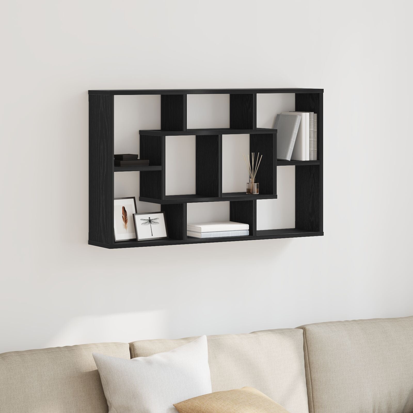 Wall Shelf Black Oak 85 x 16 x 52.5 cm Engineered Wood