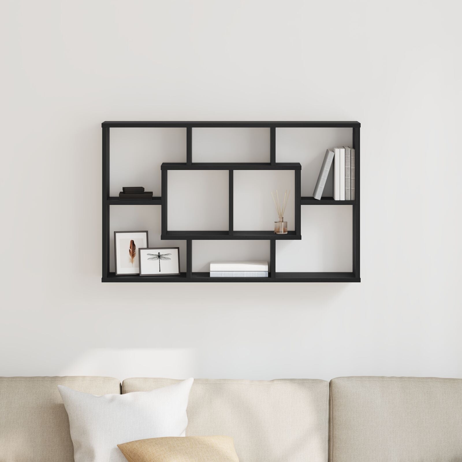 Wall Shelf Black Oak 85 x 16 x 52.5 cm Engineered Wood