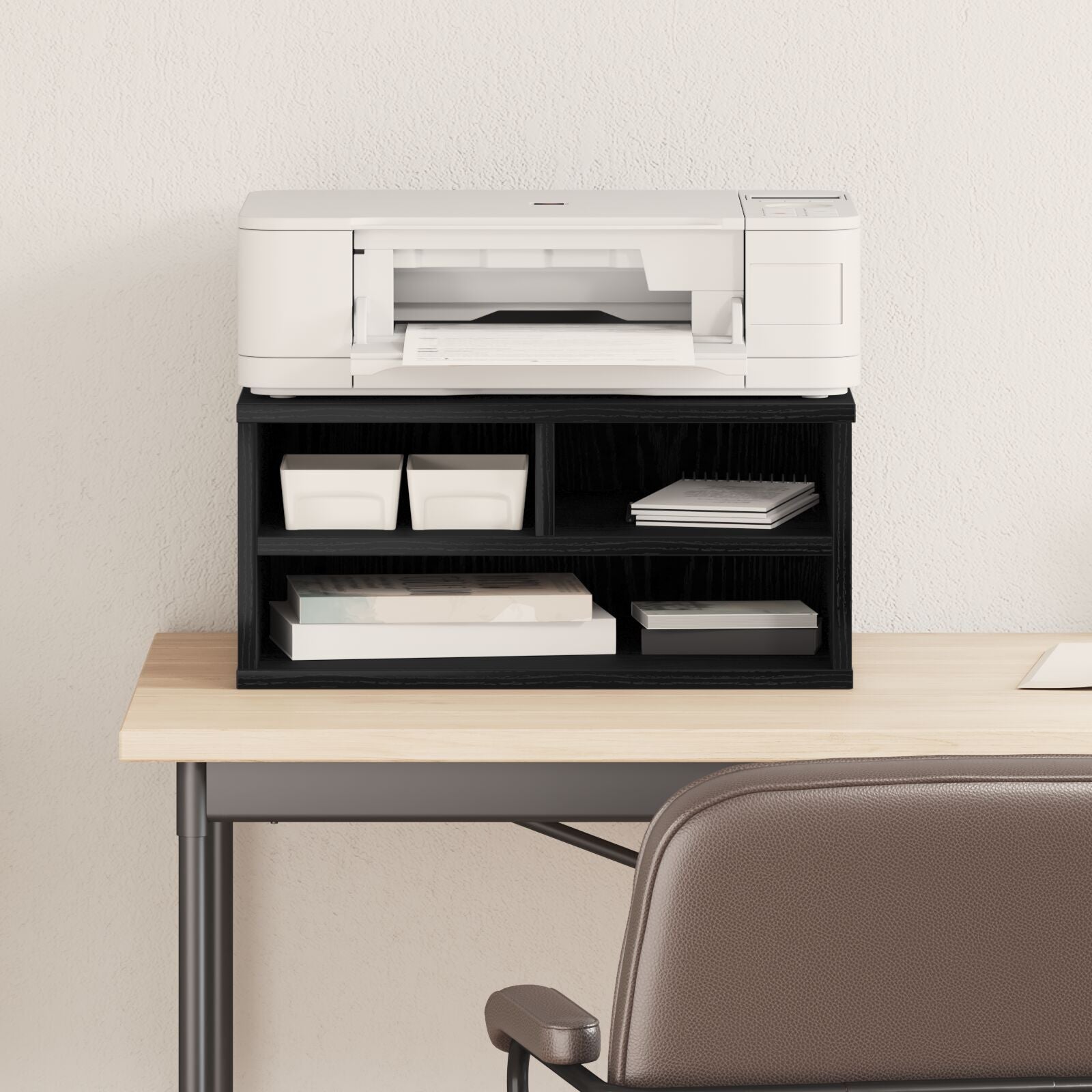 Printer Stand Black Oak 49 x 40 x 22.5 cm Engineered wood