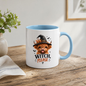 Sassy Halloween Highland Cow Mug "Witch, Please" Graphic 325ml Ceramic Coffee Cup Cute Highland Cow in Witch Hat with Bats Novelty Tea Cup | Funny Spooky Season Gift for Her | Available in Multicolours | Fast Dispatch by UK Seller (M3133)