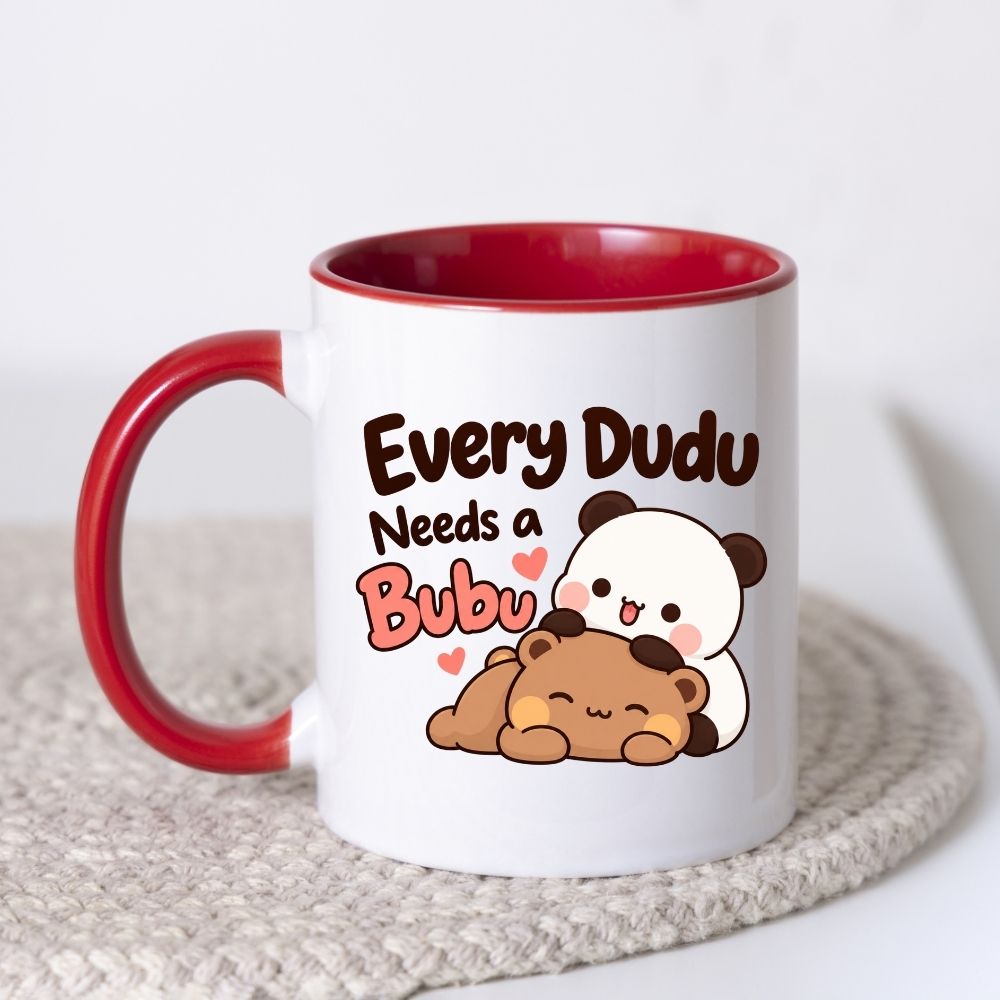 Cute Mug "Every Dudu Needs a Bubu" Panda Couple 350ml Ceramic Coffee Cup, Romantic Matching Bear Love Gift for Boyfriend Girlfriend Husband Wife, Anniversary Valentines Day Birthday Christmas Secret Santa | Fast Dispatch by UK Seller (M1113)