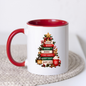 Book Tree Christmas Mug "Good Books Warm Drinks Cosy Nights" Good Books Warm Drinks Cosy Nights 325ml Ceramic Coffee Mug – Festive Christmas Book Stack Tree with Golden Star & Holiday Elements | Winter Gift | Fast Dispatch by UK Seller (M3428)
