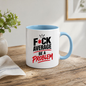 Motivational Sweary Mug "F*CK AVERAGE Be A Problem" Crown Typography 325ml Ceramic Coffee Mug – Bold Funny Work Cup & Fitness Slogan Graphic Gift | Available in Multicolours | Fast Dispatch by UK Seller (M3052)