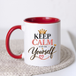 Motivational Mug "Keep Calm And Be Yourself" 325ml Ceramic Coffee Tea Cup – Gold Crown, Elegant Script & Heart Slogan Novelty Gift for Women, Friends, Birthday, Colleagues – Fast Dispatch by UK Seller (M3490)
