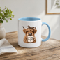 Sarcastic Mug "Not Today Moo-Dafaka" Highland Cow 325ml Ceramic Coffee Mug Funny Cow Tea Cup with Leopard Print Bow & Mini Mug Graphic Gift | Available in Multicolours | Fast Dispatch by UK Seller (M3006)