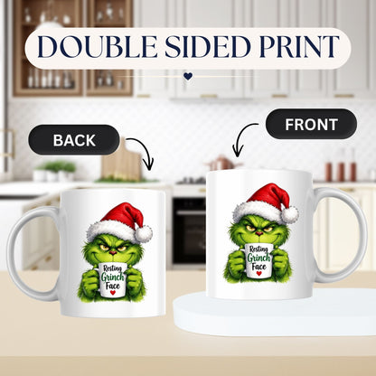 Sarcastic Grinch Face Ceramic Mug – Funny Holiday Grumpy Character (325ml) | Available in Multicolours | Fast Dispatch by UK Seller (M1238)