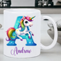 Personalized "Alphabet Unicorn" Ceramic Coffee Mug – Custom Letter & Name, Rainbow Magical Fantasy Kids Novelty Cup (M1169)