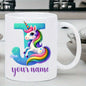 Personalized "Alphabet Unicorn" Ceramic Coffee Mug – Custom Letter & Name, Rainbow Magical Fantasy Kids Novelty Cup (M1169)
