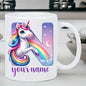 Personalized "Alphabet Unicorn" Ceramic Coffee Mug – Custom Letter & Name, Rainbow Magical Fantasy Kids Novelty Cup (M1169)