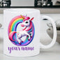 Personalized "Alphabet Unicorn" Ceramic Coffee Mug – Custom Letter & Name, Rainbow Magical Fantasy Kids Novelty Cup (M1169)