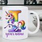Personalized "Alphabet Unicorn" Ceramic Coffee Mug – Custom Letter & Name, Rainbow Magical Fantasy Kids Novelty Cup (M1169)